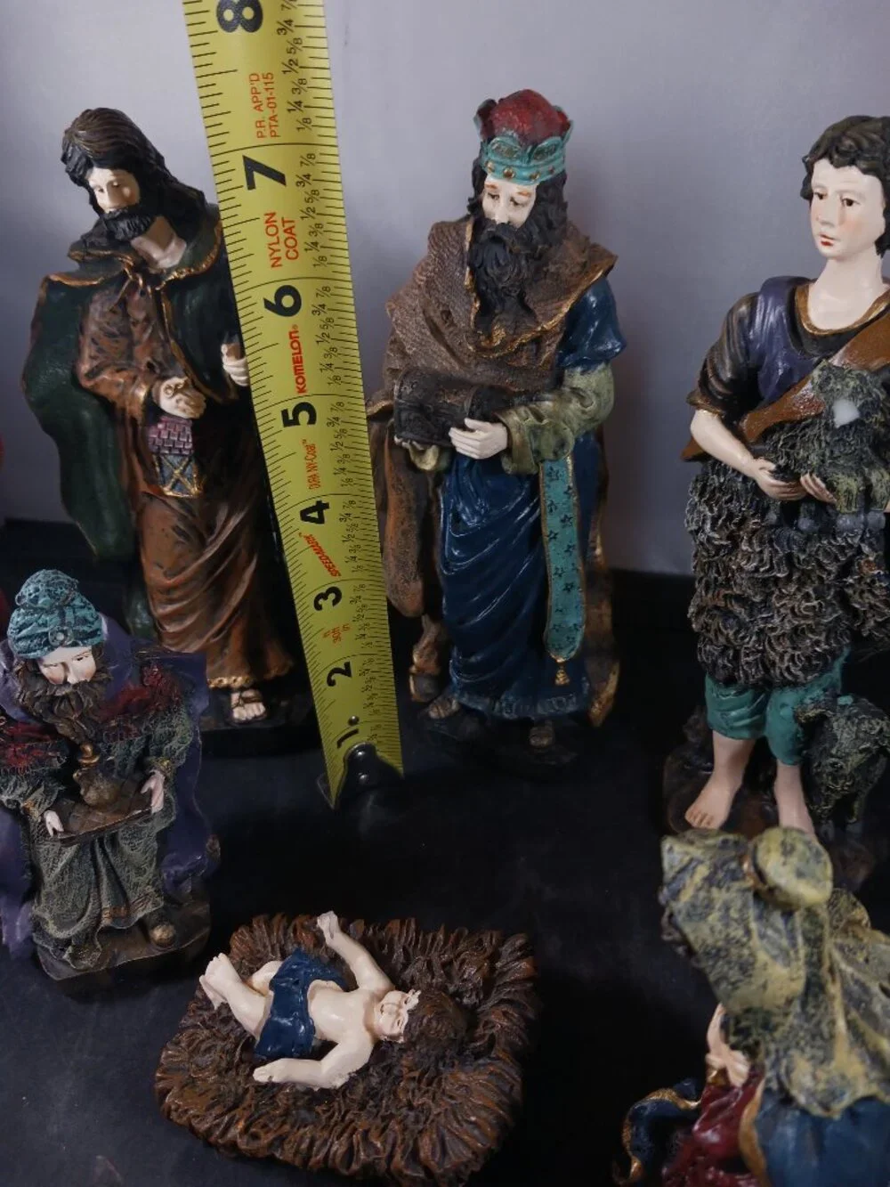Vintage Resin Traditional Christmas Nativity Set 10 Pieces